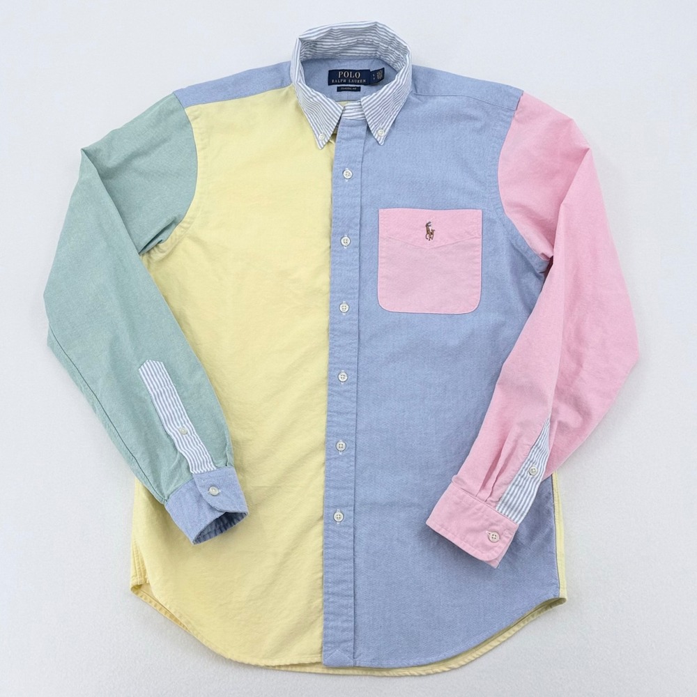Polo Ralph Lauren Oxford Colorblock Classic Fit Button Down Mens S  Excellent